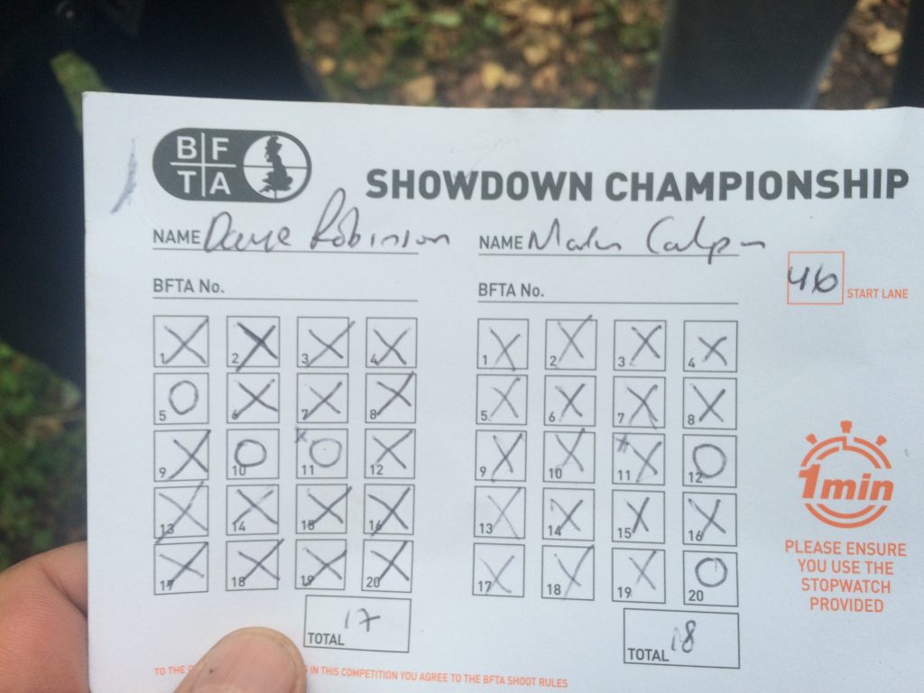 Showdown Scorecard Round 1